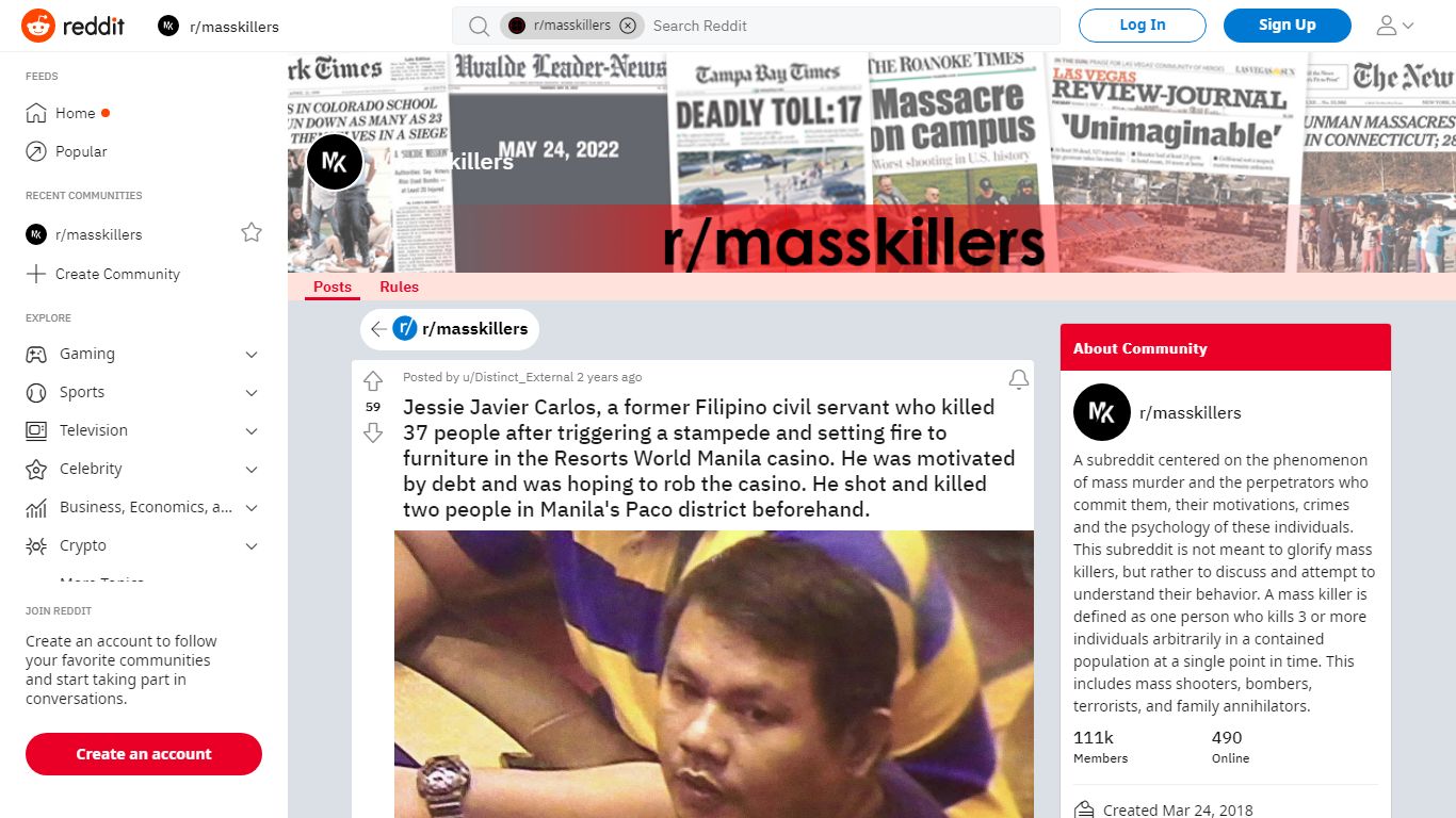 Jessie Javier Carlos, a former Filipino civil servant who killed 37 ...